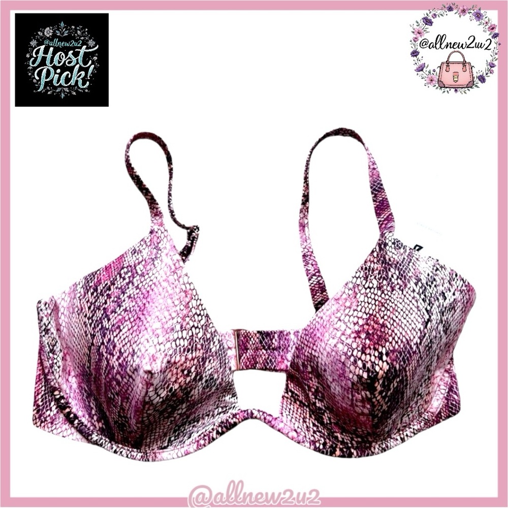 Shade & Shore Pink Snakeskin Print Bathing Suit Top 36DD